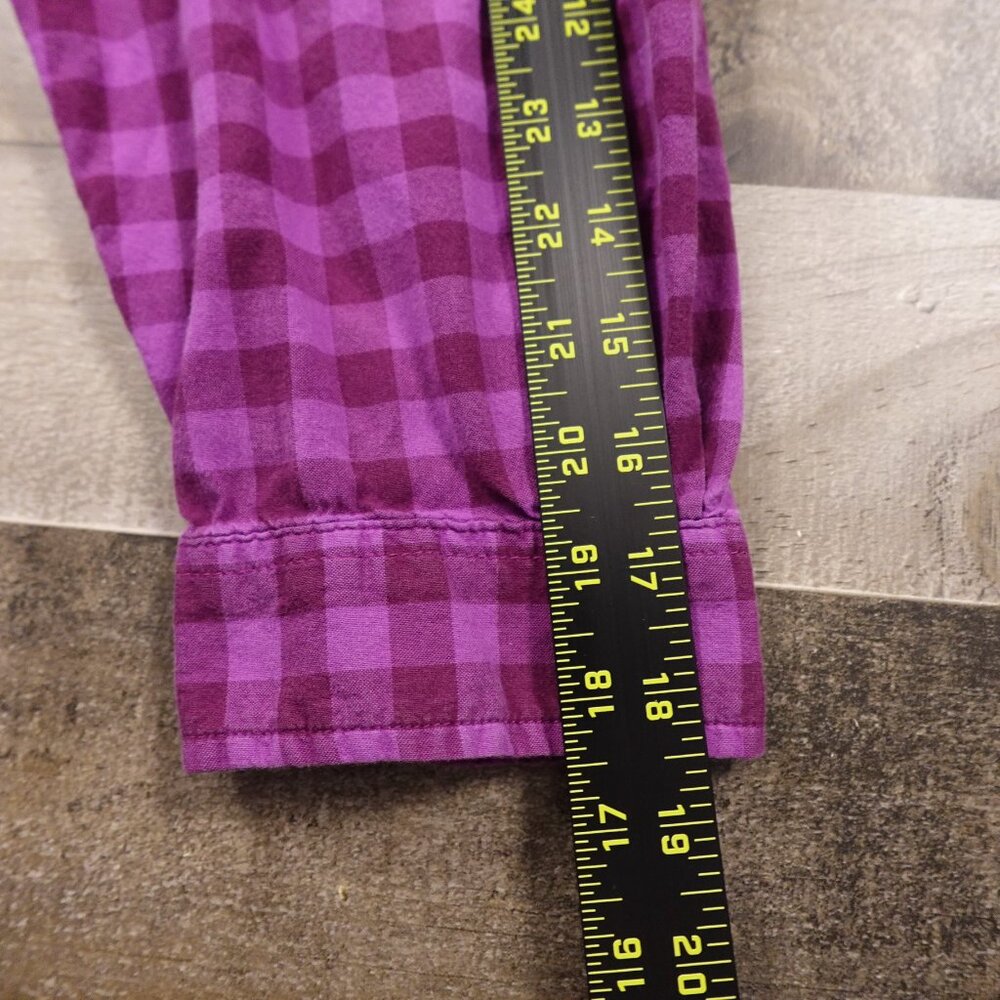 Duluth Trading‎ Organic Cotton Plaid Button Shirt 3/4 Sleeve Women’s 2XL Purple - Picture 9 of 10